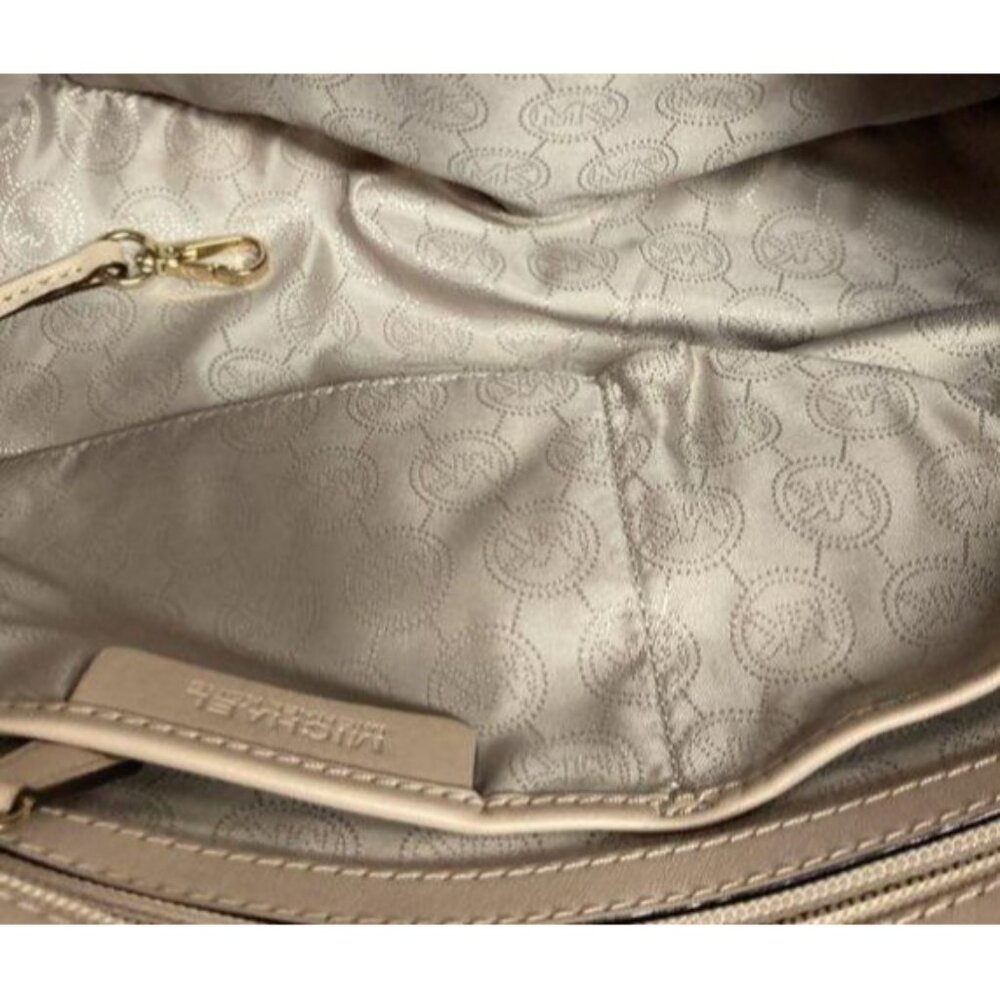 Michael‎ Kors Brown Jet Set Monogram Tote Bag With Beige Straps & Logo Charm - Picture 4 of 7